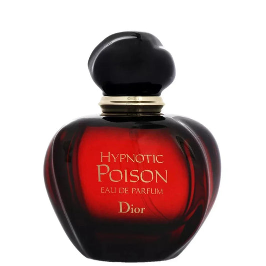 Dior Hypnotic Poison Eau de Parfum bottle with red body and black cap on a white background